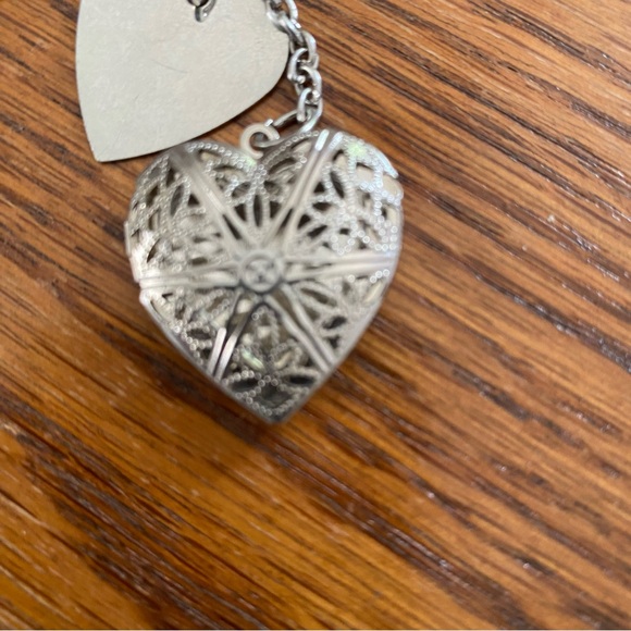 Women’s Silver Charm necklace, two heart lockets to open for pictures 20”length - Picture 8 of 11